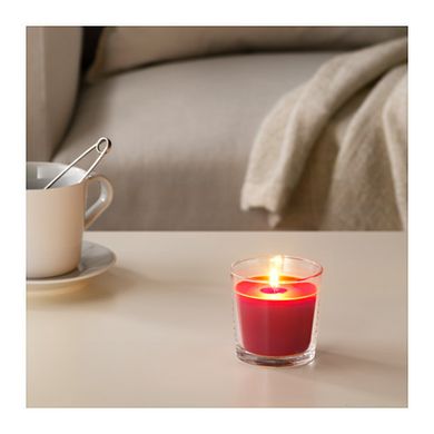 Ароматична свічка у склянці IKEA SINNLIG 7.5 см ягоди Червоний (403.373.97)