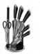 Набір кухонних ножів Edenberg на підставці, що крутиться 9в1 Сріблясто-чорний (EB-3611)