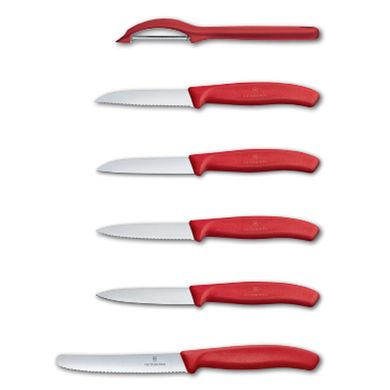 Набір кухонних овочевих ножів та овочечистки Victorinox Swiss Classic Paring Set 6 предметів Червоний (6.7111.6G)