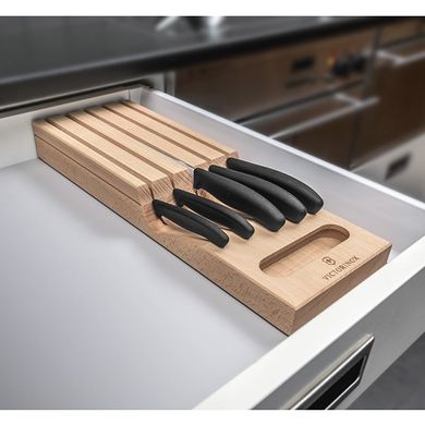 Набір кухонних ножів та підставки Victorinox Swiss Classic In-Drawer 6 предметів Чорні (6.7143.5)