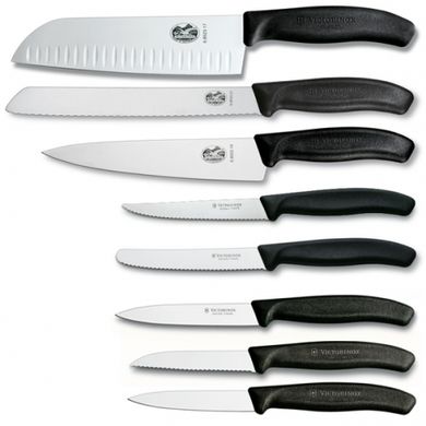 Набір кухонних ножів та підставки Victorinox Swiss Classic Cutlery Block 9 предметів Чорні (6.7173.8)
